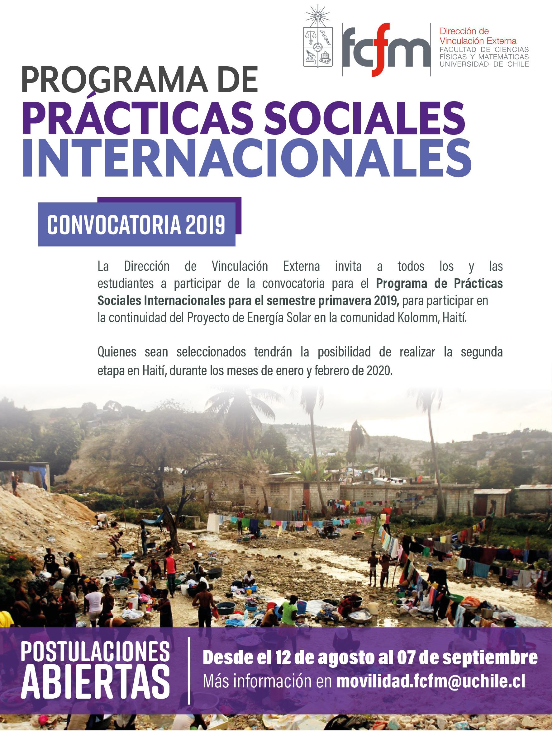 Afiche prácticas sociales internacionales 2019